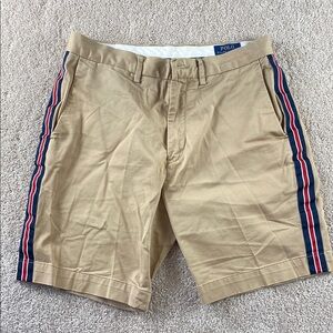 Polo Ralph Lauren Stretch Classic‎ Fit Khaki Shorts Stripe on Side Men's size 30